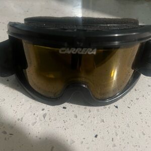 Vintage Carrera Black Ski / Snowboard Goggles with Power Super Gold Lenses